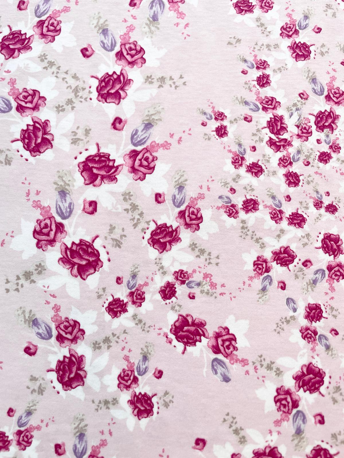 Baumwoll-Jersey "Vintage Roses" mit Rosen rosa Baumwoll-Jersey "Vintage Roses" mit Rosen rosa